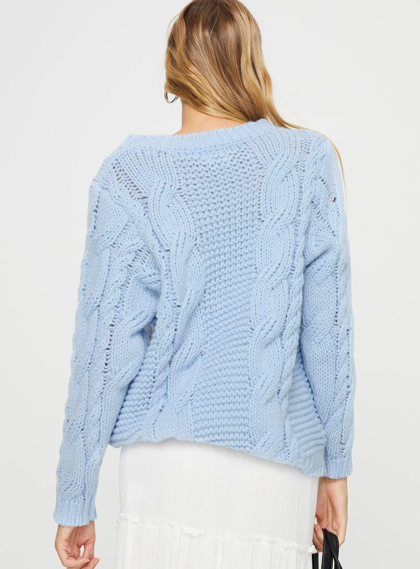 Ellison Cable Knit Sweater Light Blue sold by Princess Polly product image thumbnail 5