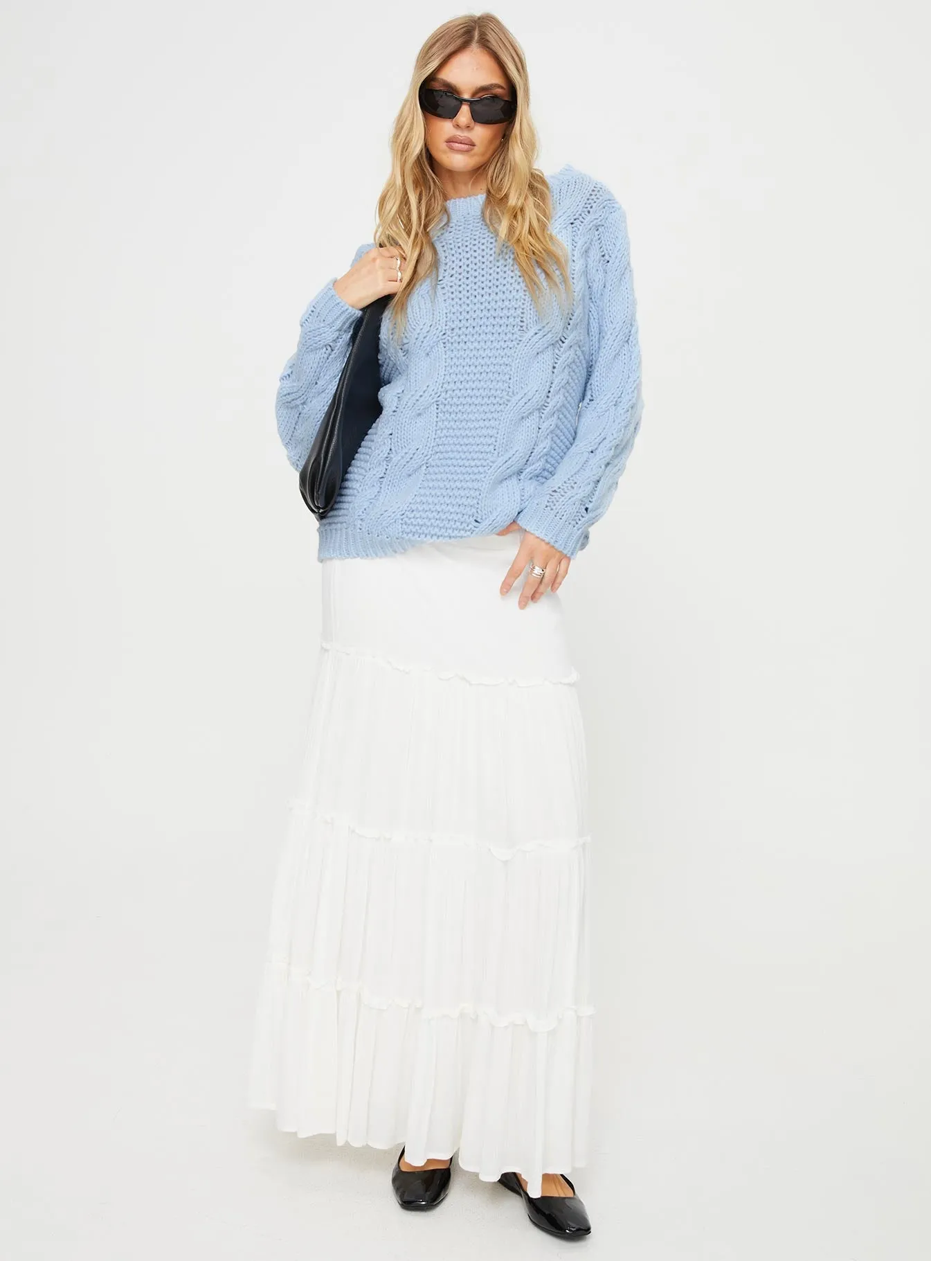 Ellison Cable Knit Sweater Light Blue sold by Princess Polly product image thumbnail 3