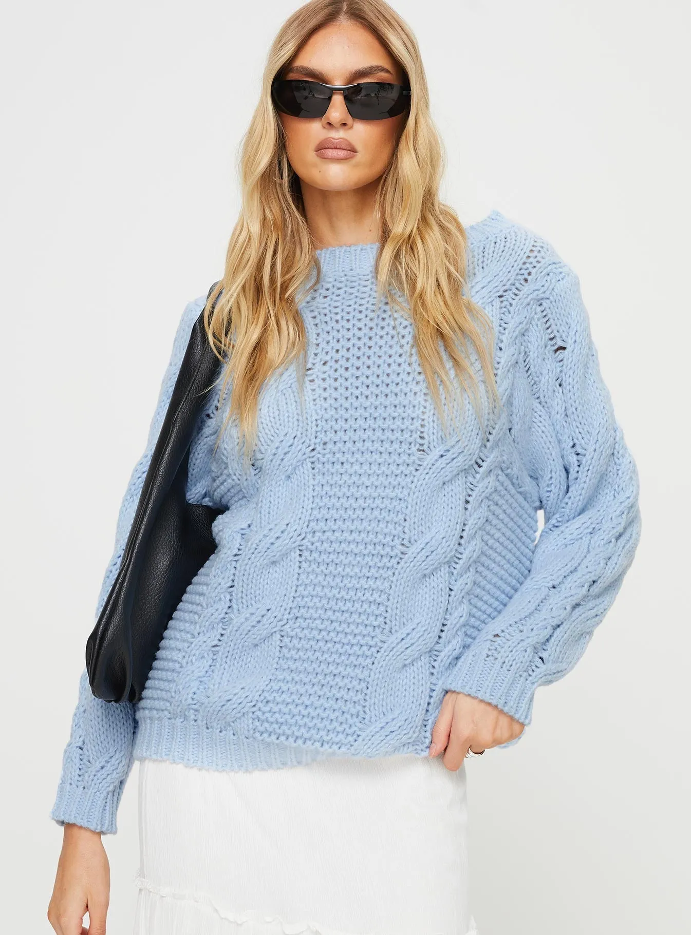 Ellison Cable Knit Sweater Light Blue sold by Princess Polly product image thumbnail 2