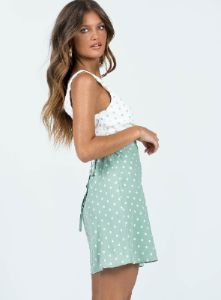 Nellie Mini Dress Mint Polka Dot sold by Princess Polly