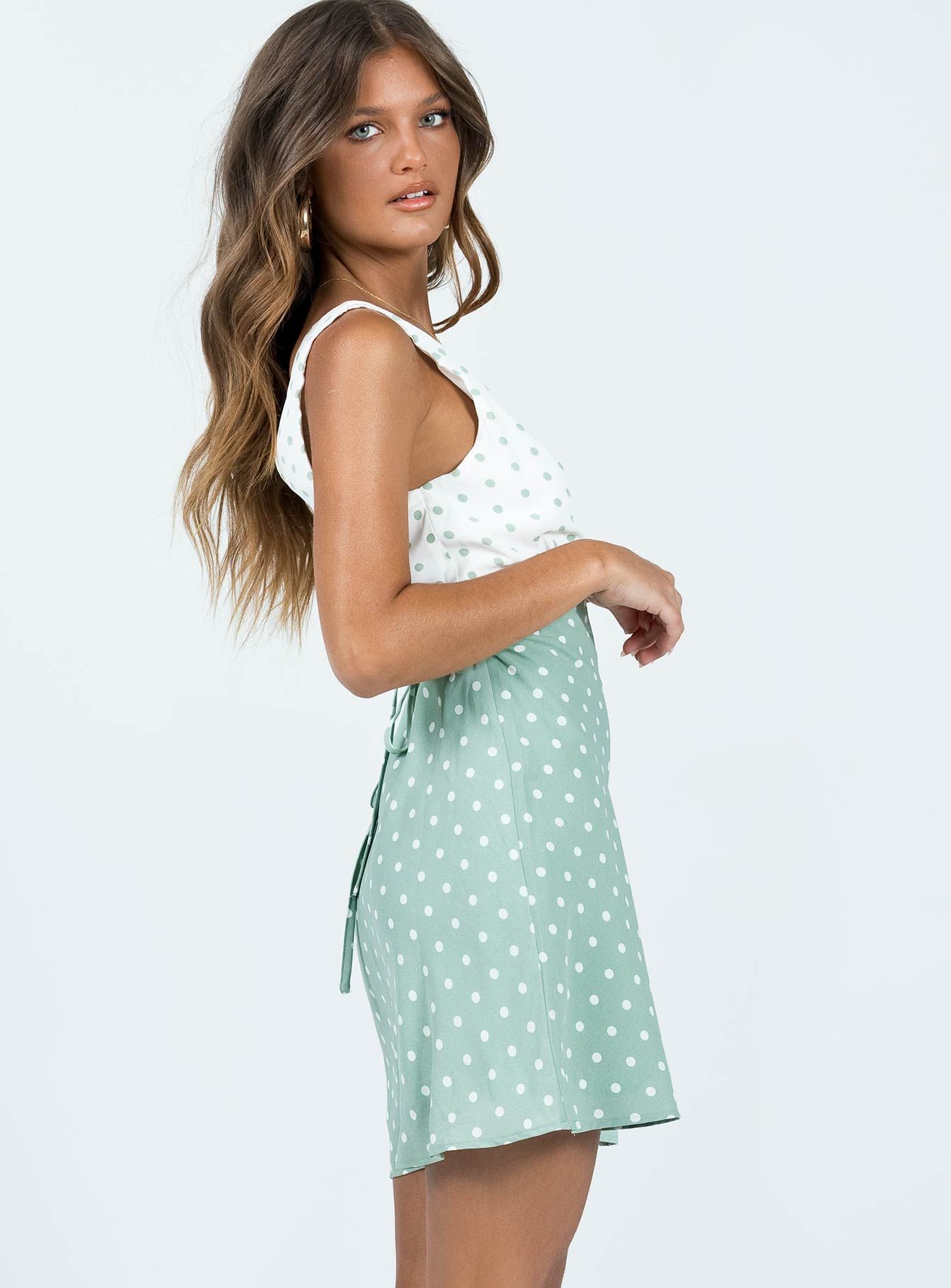 Nellie Mini Dress Mint Polka Dot sold by Princess Polly product image thumbnail 4