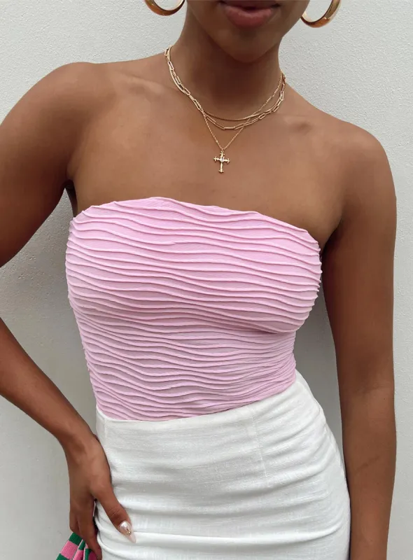Makena Strapless Bodysuit Pink sold by Princess Polly