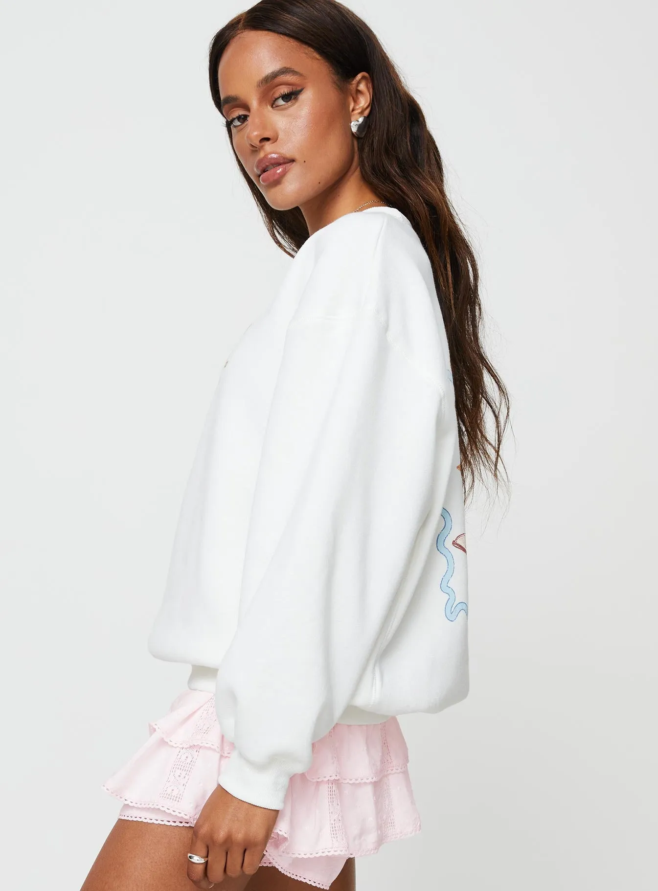 Roped In Crew Neck Sweatshirt White sold by Princess Polly product image thumbnail 4