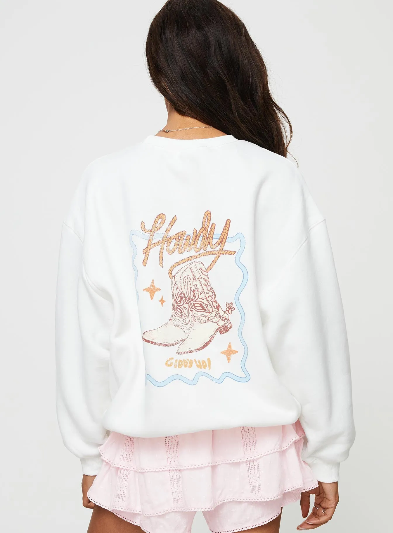 Roped In Crew Neck Sweatshirt White sold by Princess Polly product image thumbnail 5
