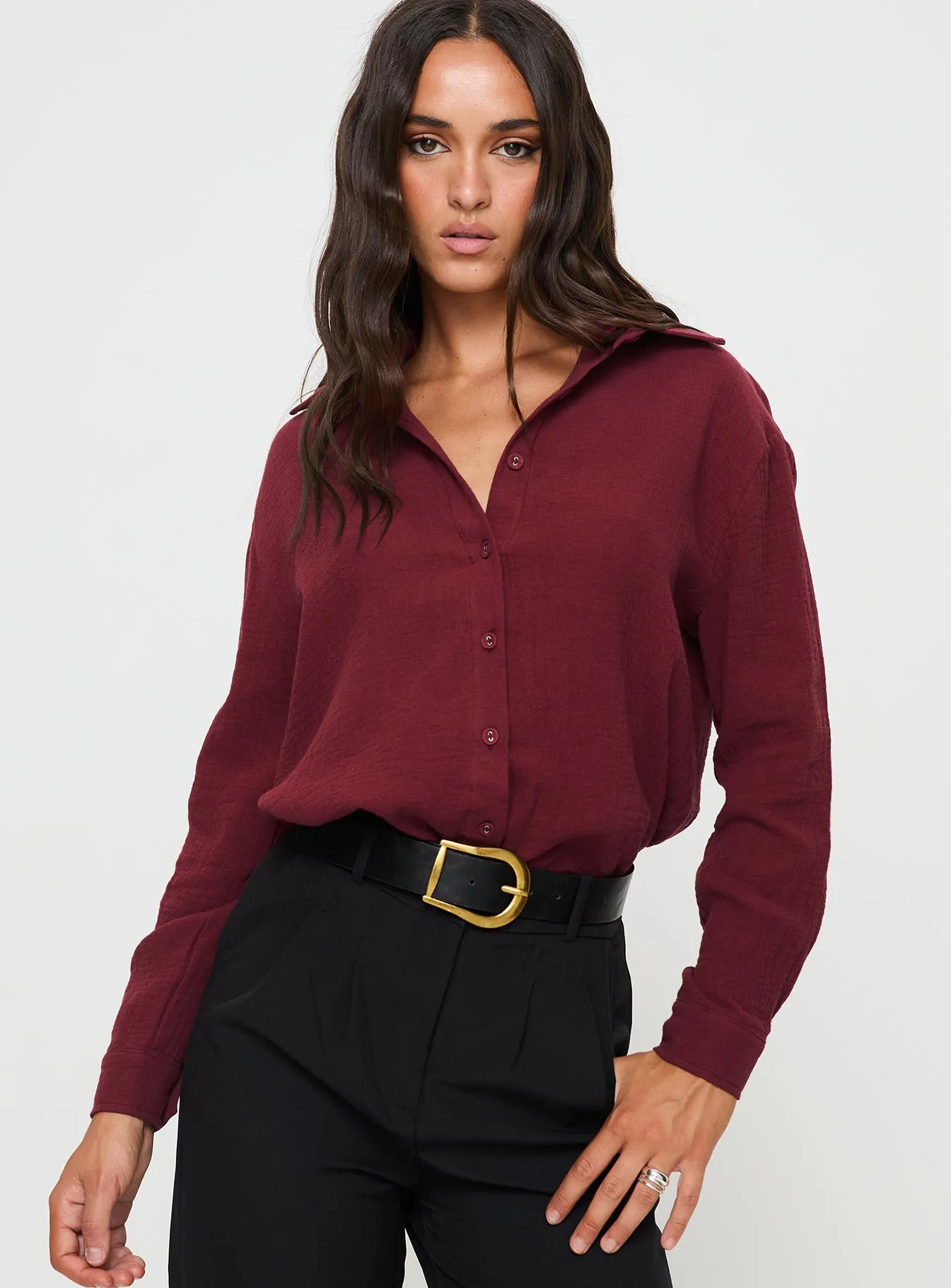 Mahalia Shirt Burgundy sold by Princess Polly product image thumbnail 2