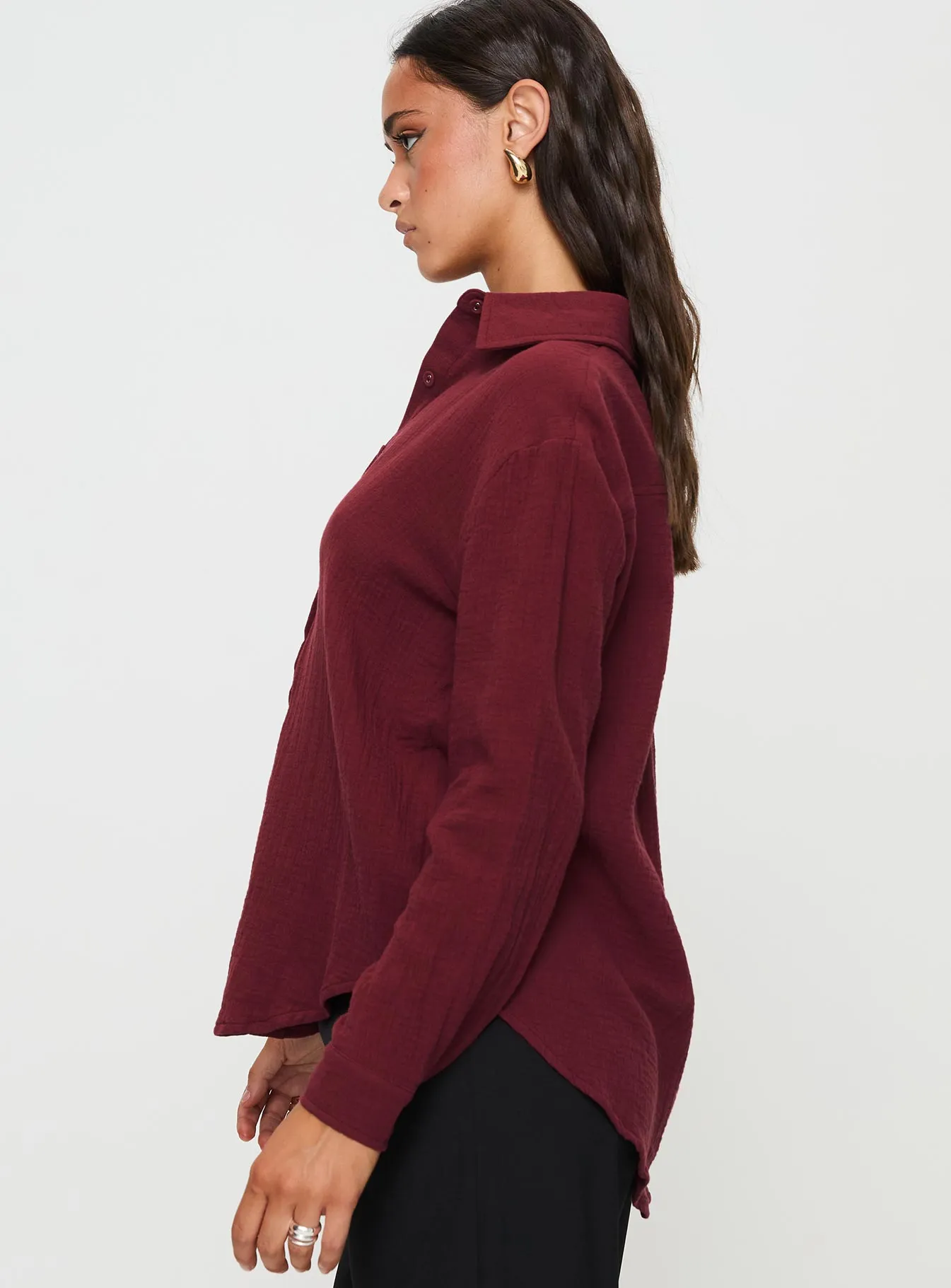 Mahalia Shirt Burgundy sold by Princess Polly product image thumbnail 4