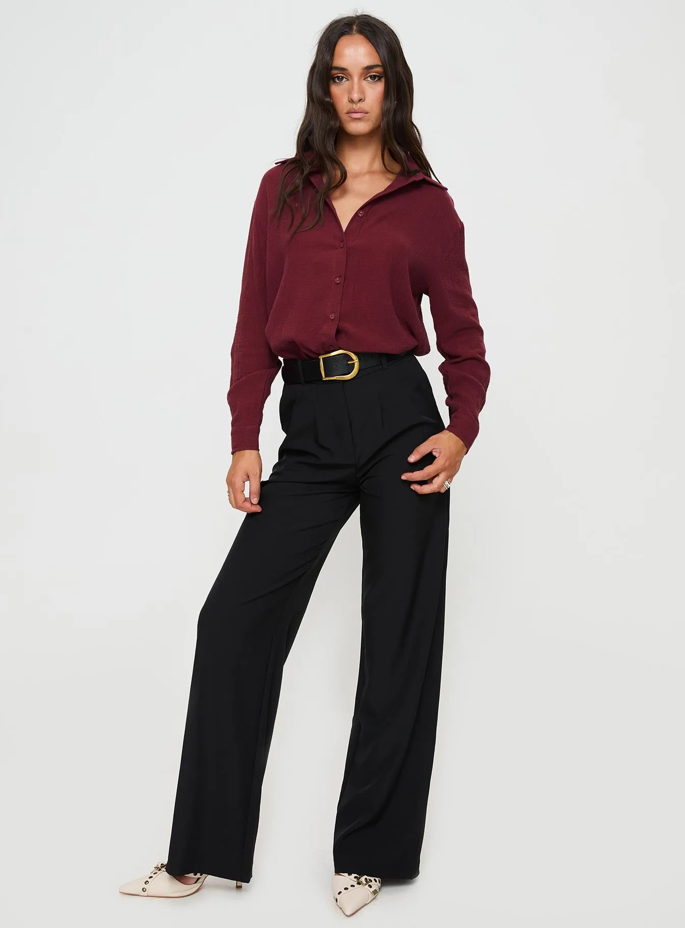 Mahalia Shirt Burgundy sold by Princess Polly product image thumbnail 3