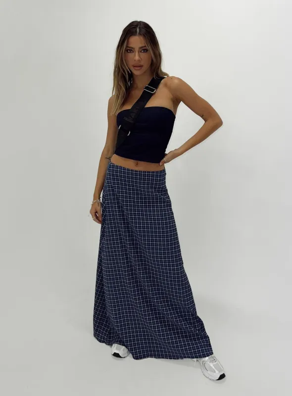 Janee Maxi Skirt Navy sold by Princess Polly