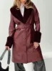 Brooklyn Faux Leather Longline Coat Burgundy sold by Princess Polly
