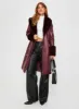 Brooklyn Faux Leather Longline Coat Burgundy sold by Princess Polly