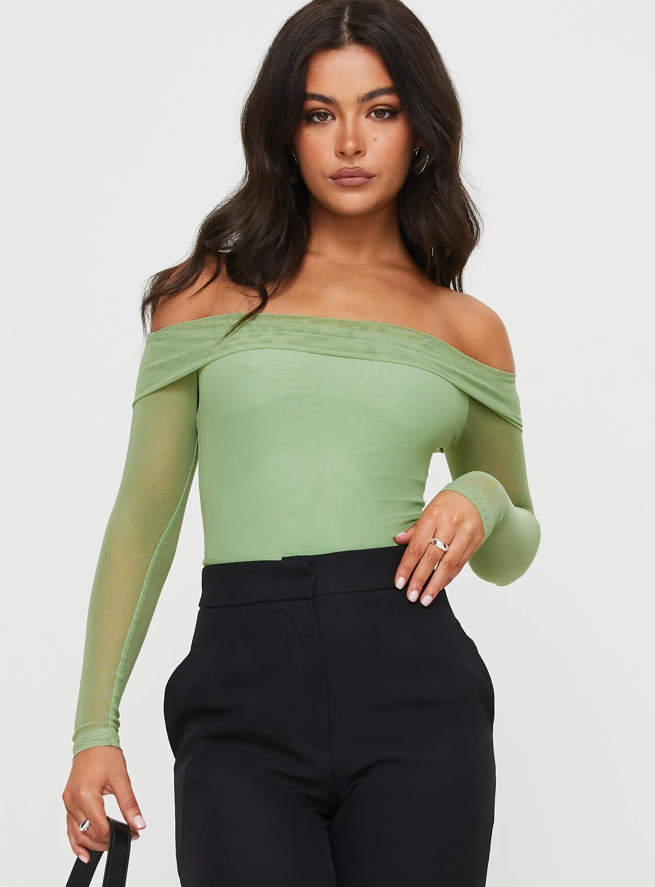 Doza Off The Shoulder Bodysuit Green sold by Princess Polly product image thumbnail 2