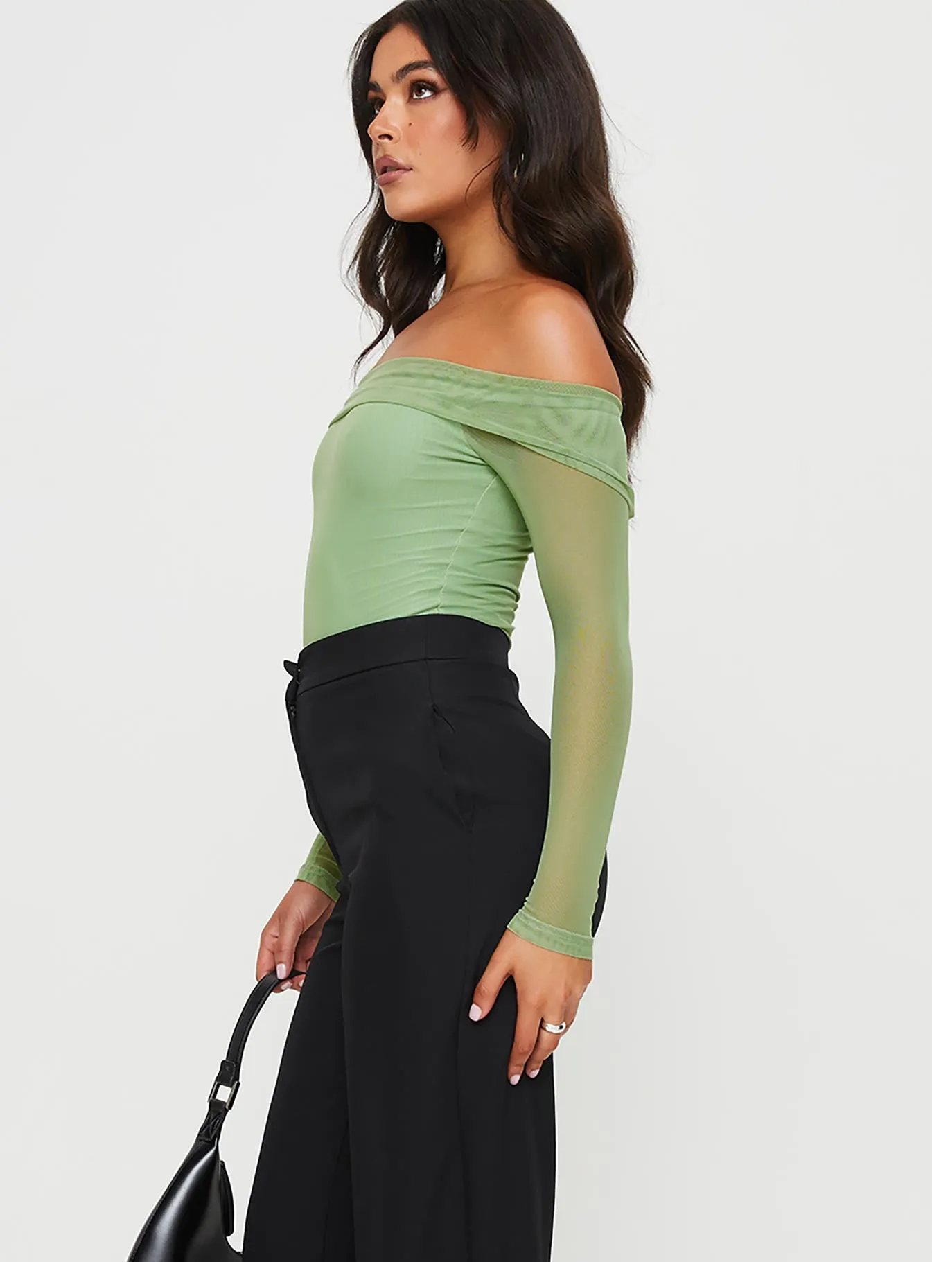 Doza Off The Shoulder Bodysuit Green sold by Princess Polly product image thumbnail 4