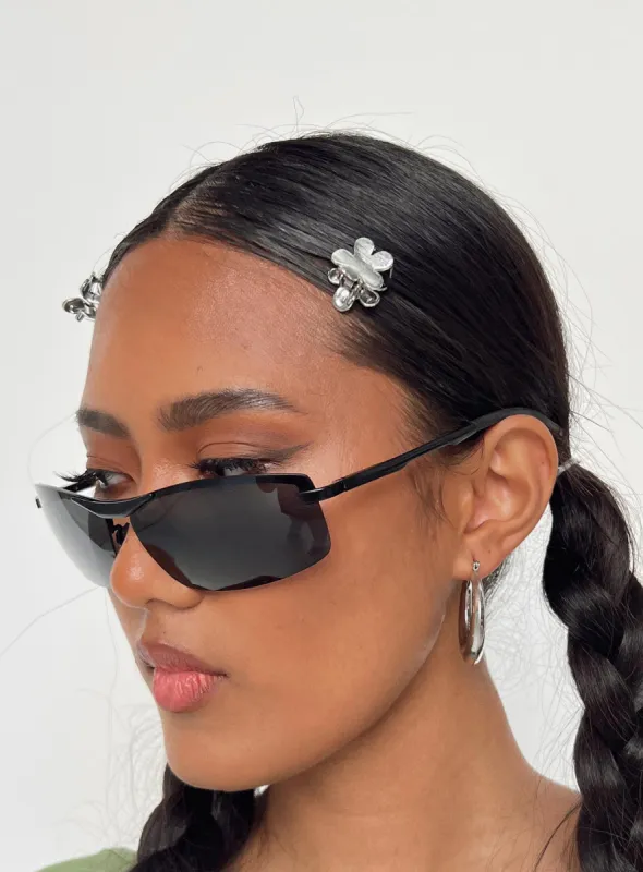 Jainey Hair Clip Pack Chrome sold by Princess Polly