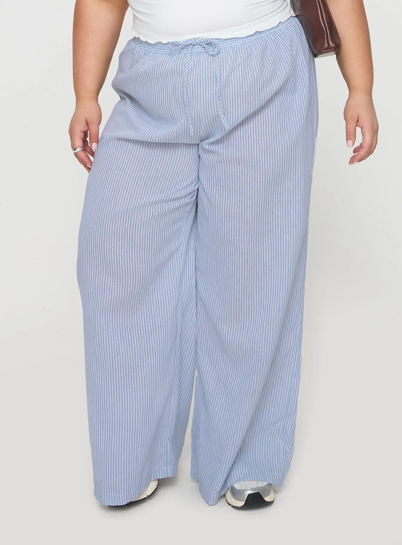 Holiday Tie Front Pant Blue / White Stripe Curve sold by Princess Polly product image thumbnail 2