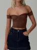Larisha Off The Shoulder Top Brown sold by Princess Polly