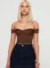 Larisha Off The Shoulder Top Brown sold by Princess Polly