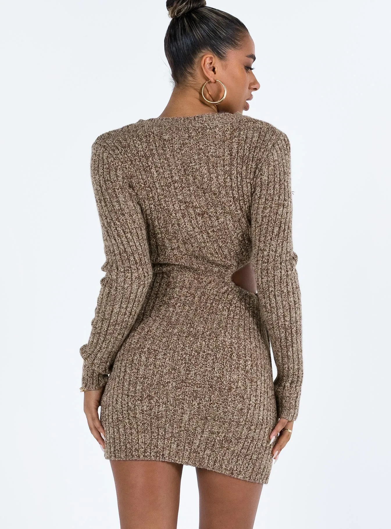 Agena Long Sleeve Mini Dress Brown sold by Princess Polly product image thumbnail 5
