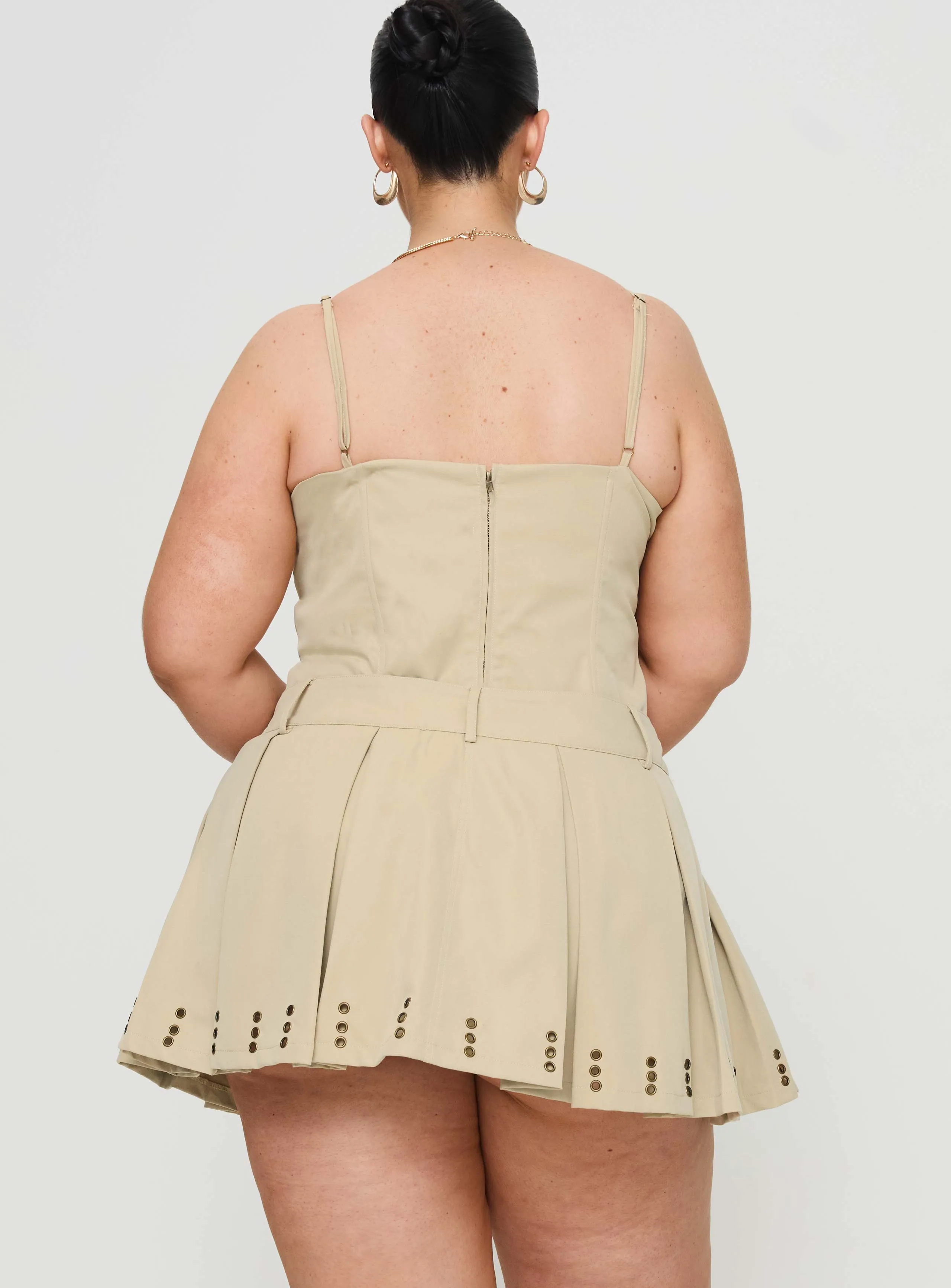 Alinzia Eyelet Skort Beige Curve sold by Princess Polly product image thumbnail 5