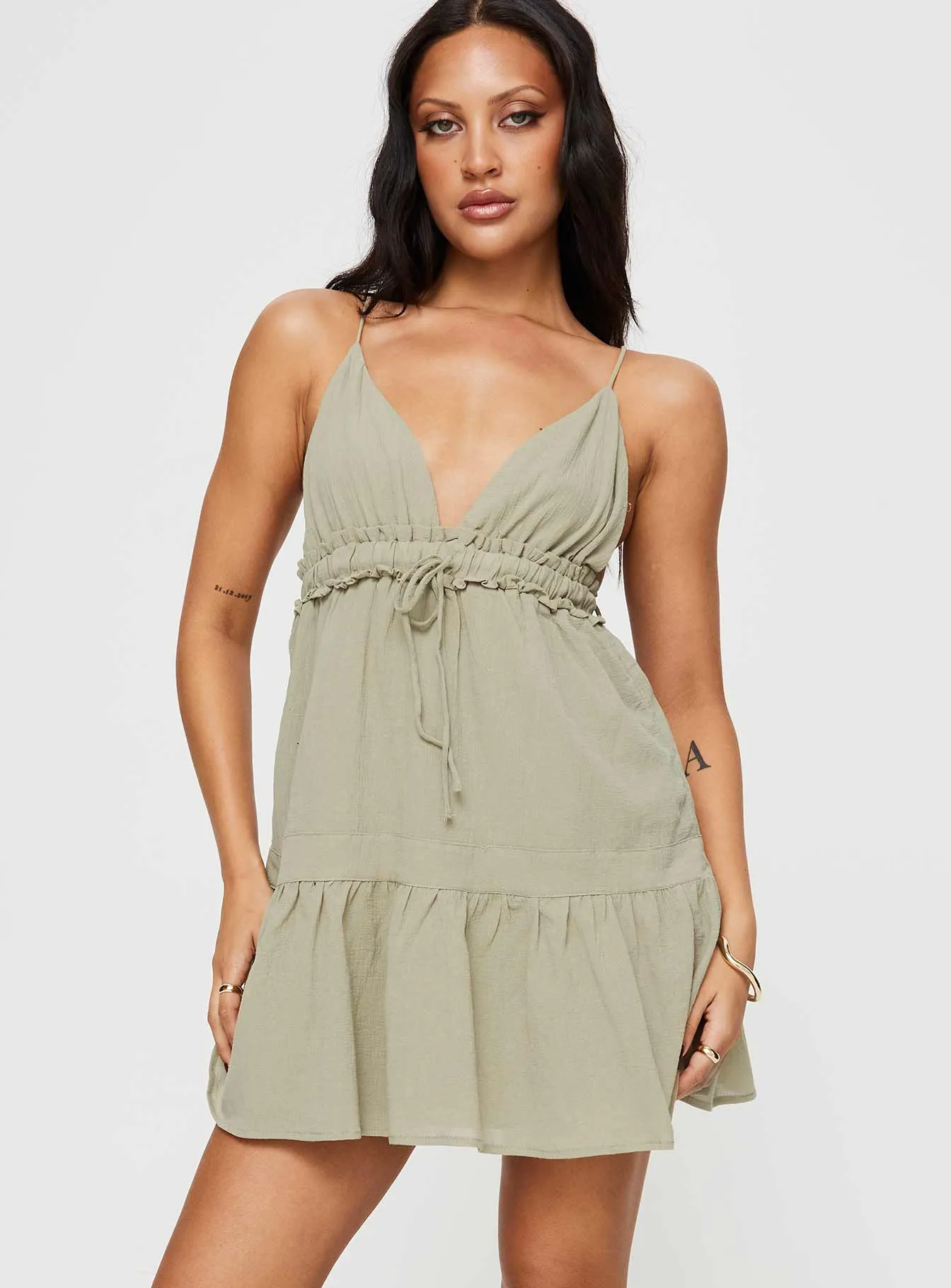 Dionne Mini Dress Olive sold by Princess Polly product image thumbnail 2