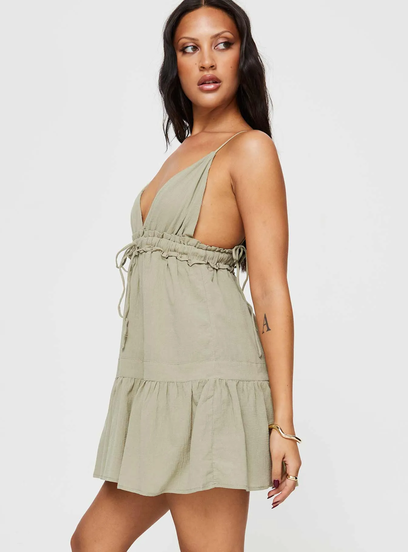 Dionne Mini Dress Olive sold by Princess Polly product image thumbnail 4