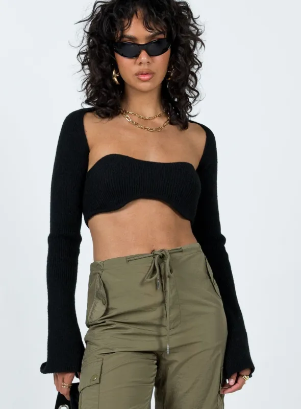 Decre Cropped Sweater Black sold by Princess Polly