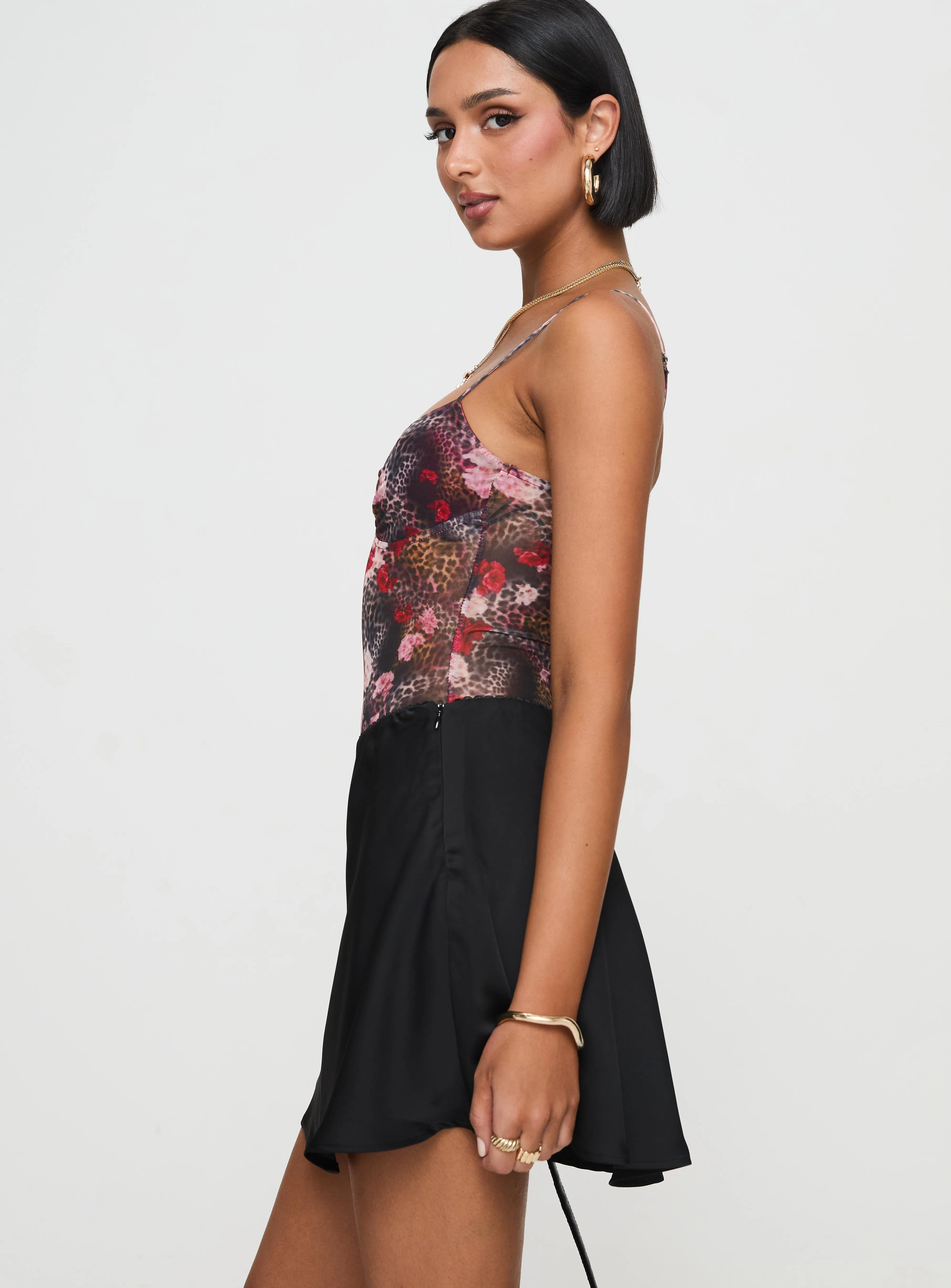 Dapple Bias Satin Mini Skirt Black sold by Princess Polly product image thumbnail 4