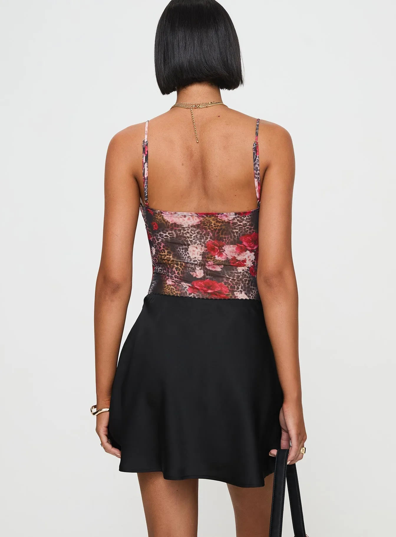 Dapple Bias Satin Mini Skirt Black sold by Princess Polly product image thumbnail 5