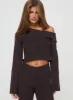 Sina Off The Shoulder Top Chocolate Tall sold by Princess Polly