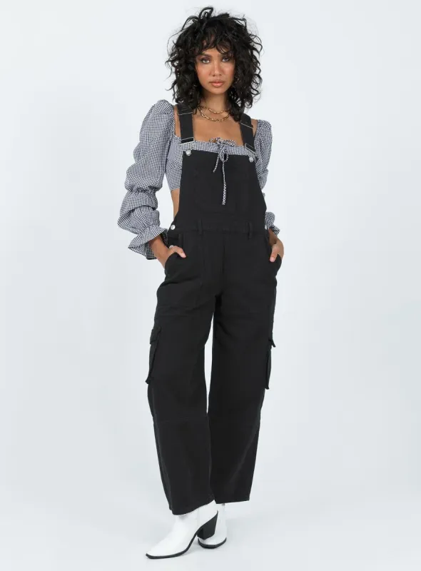 Cargo Overalls Black sold by Princess Polly