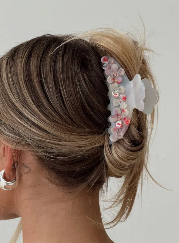 Be Careful Flower Hair Clip Blue sold by Princess Polly