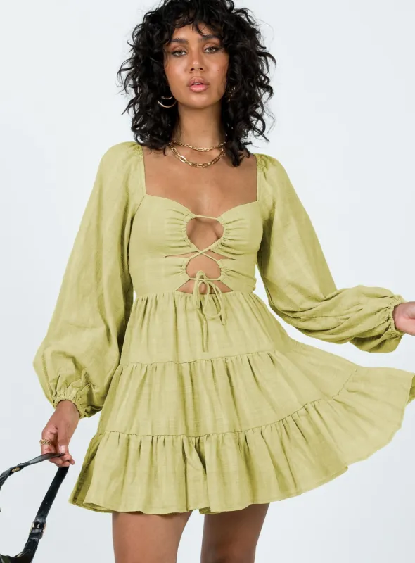 Campbell Mini Dress Sage sold by Princess Polly