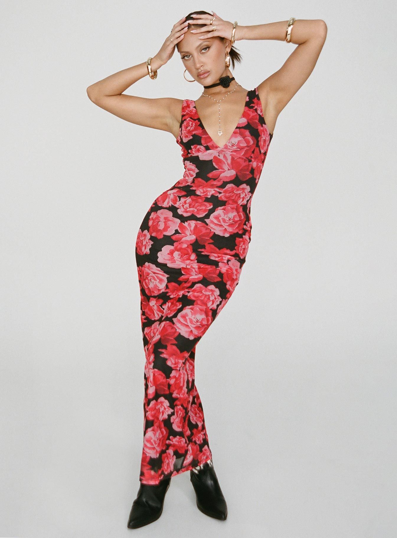 Lauers Maxi Dress Red Floral / Black sold by Princess Polly product image thumbnail 3