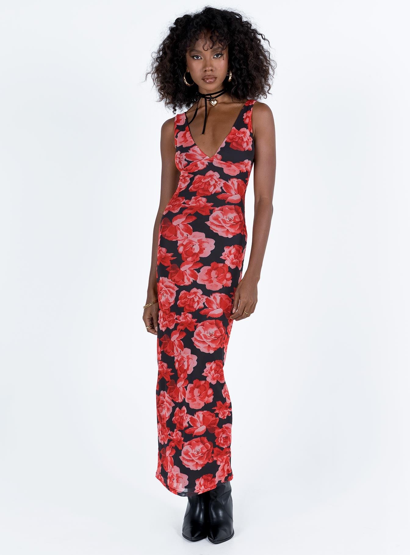 Lauers Maxi Dress Red Floral / Black sold by Princess Polly product image thumbnail 5