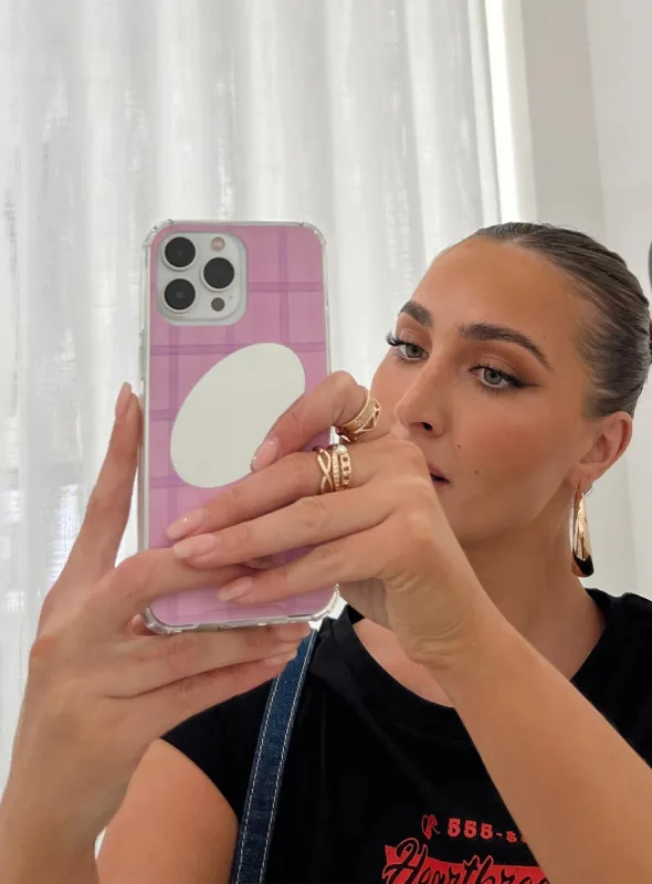 Mirror Me iPhone Case Pink Check sold by Princess Polly