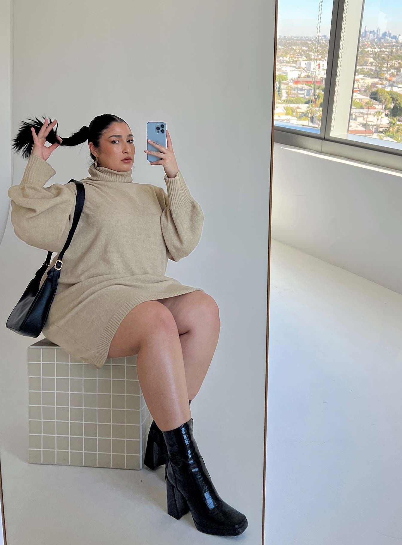 Zahara Mini Dress Beige Curve sold by Princess Polly product image thumbnail 3