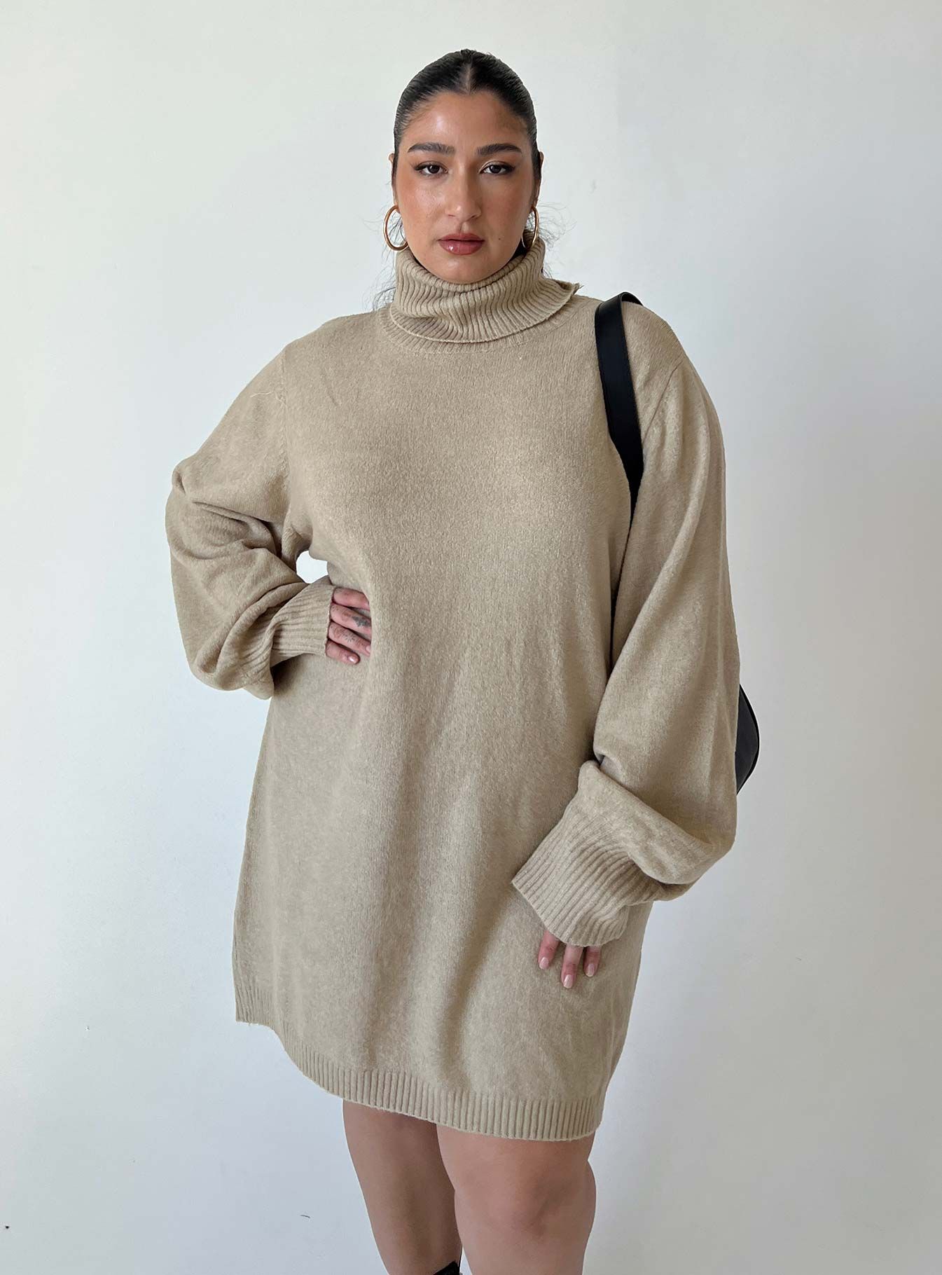Zahara Mini Dress Beige Curve sold by Princess Polly