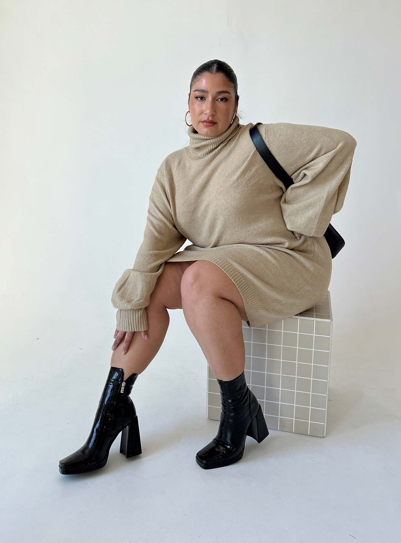 Zahara Mini Dress Beige Curve sold by Princess Polly product image thumbnail 2