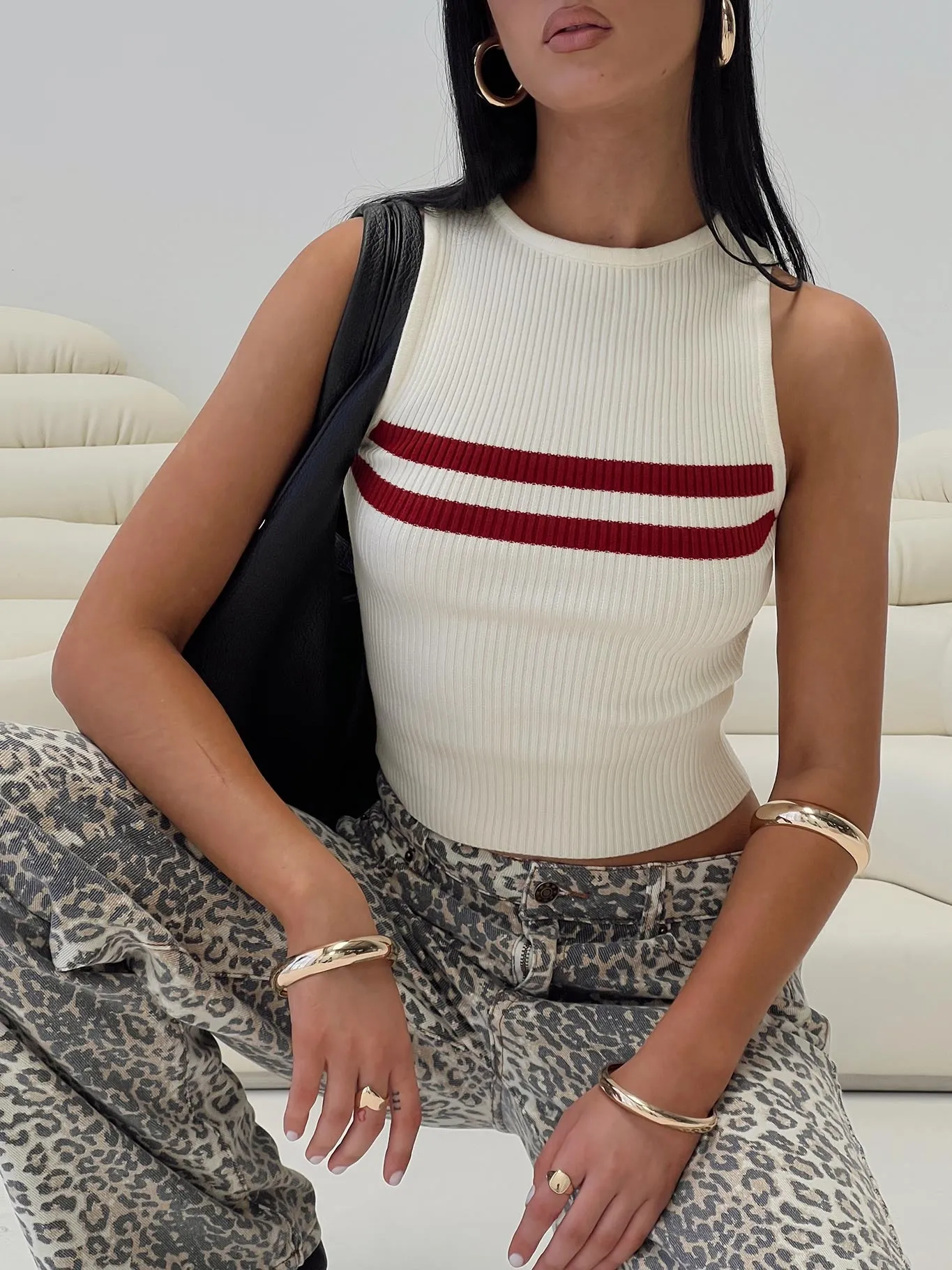 Bonisa Vest Ivory / Red sold by Princess Polly