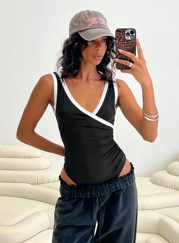 Fiorah Bodysuit Black / White sold by Princess Polly
