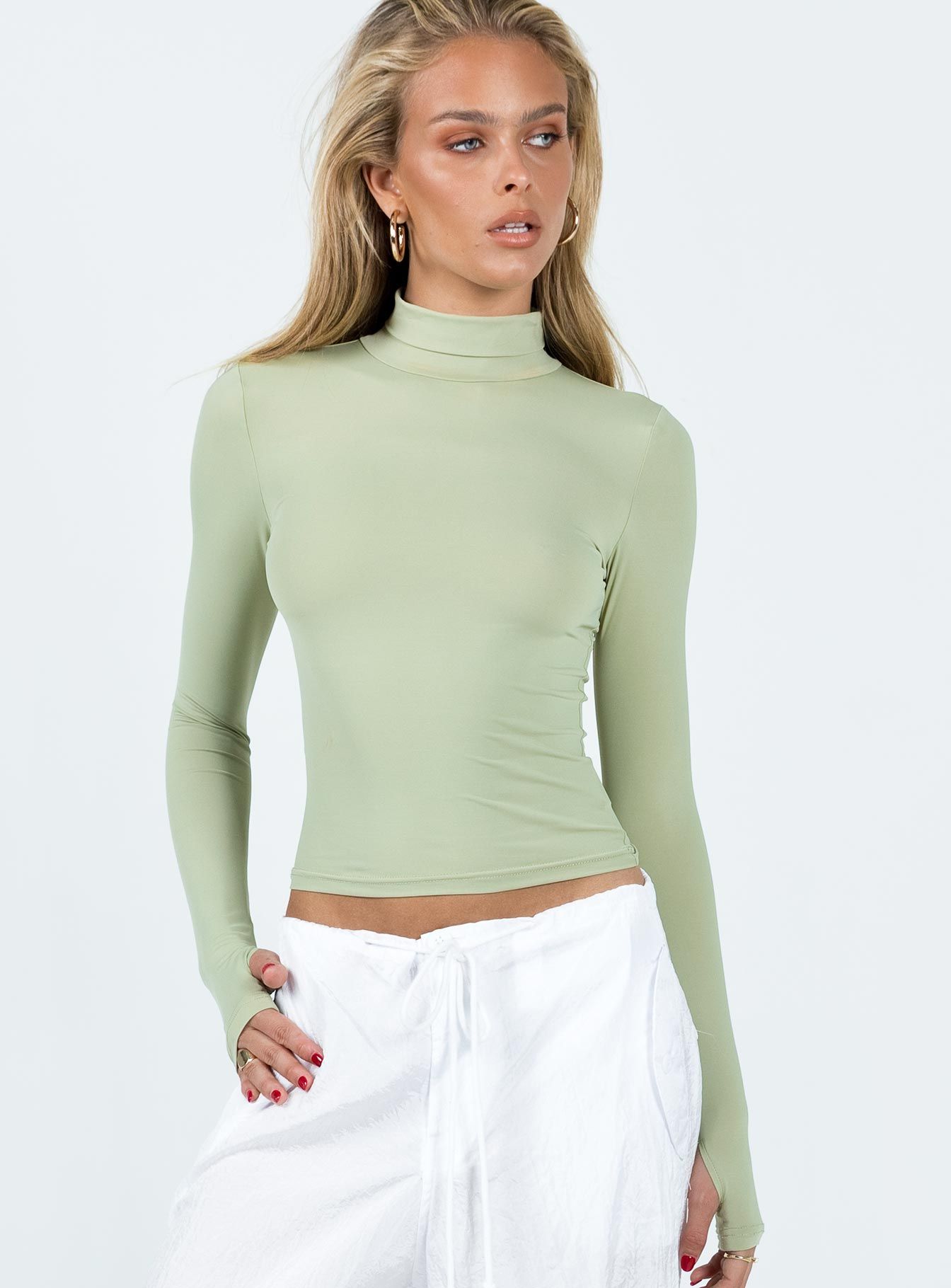Elysium Long Sleeve Turtleneck Top Green sold by Princess Polly product image thumbnail 3