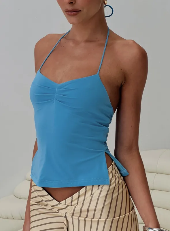 Rehna Halter Top Blue sold by Princess Polly