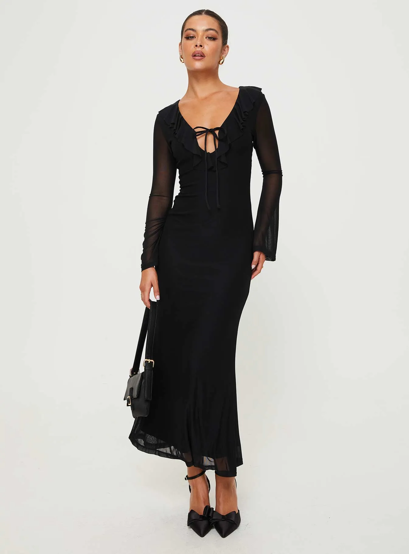 Maskell Long Sleeve Maxi Dress Black sold by Princess Polly product image thumbnail 2
