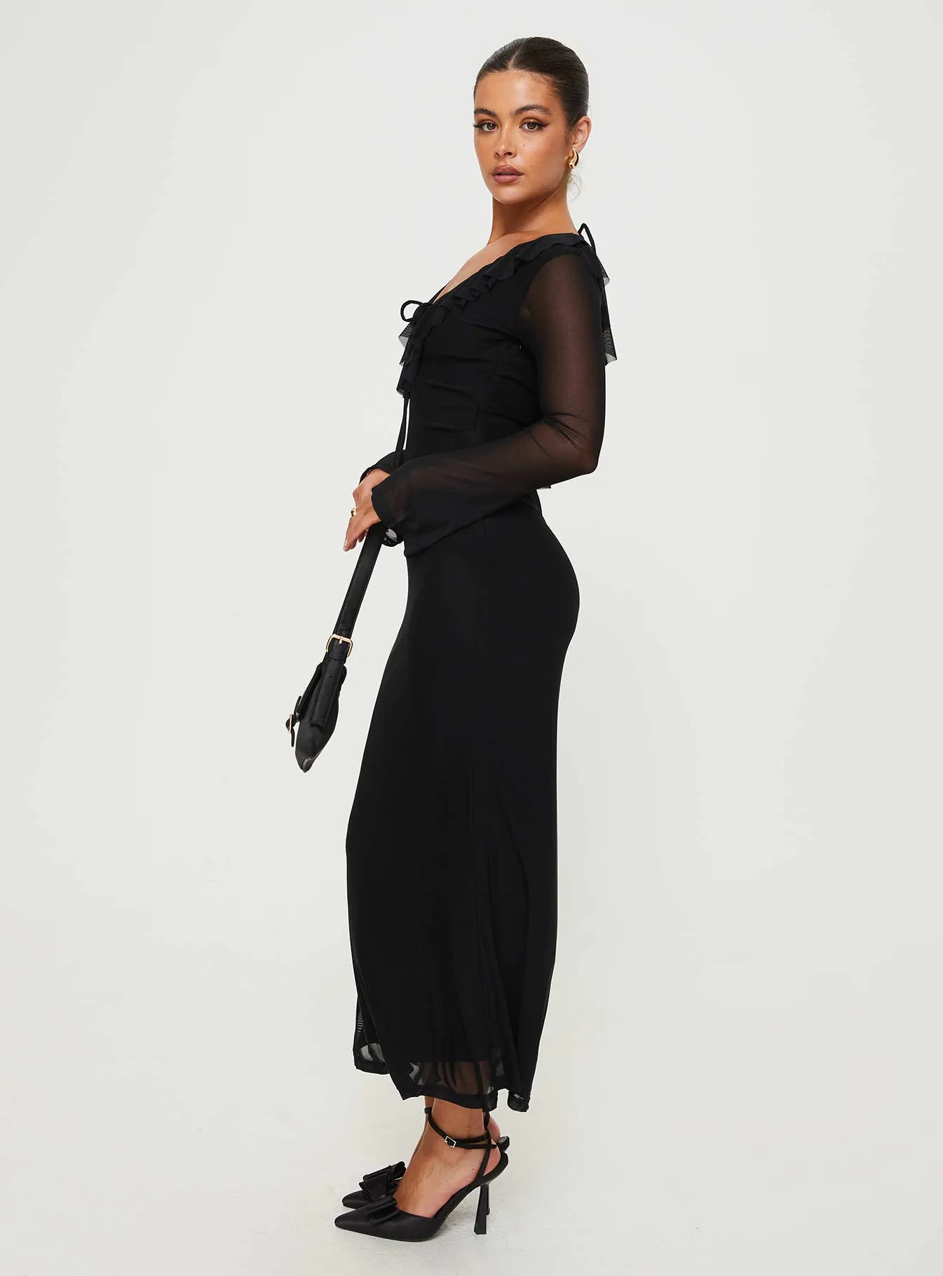 Maskell Long Sleeve Maxi Dress Black sold by Princess Polly product image thumbnail 4