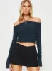 Moreno Off The Shoulder Top Navy sold by Princess Polly
