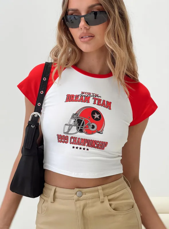 Dream Team Graphic Tee White / Red sold by Princess Polly