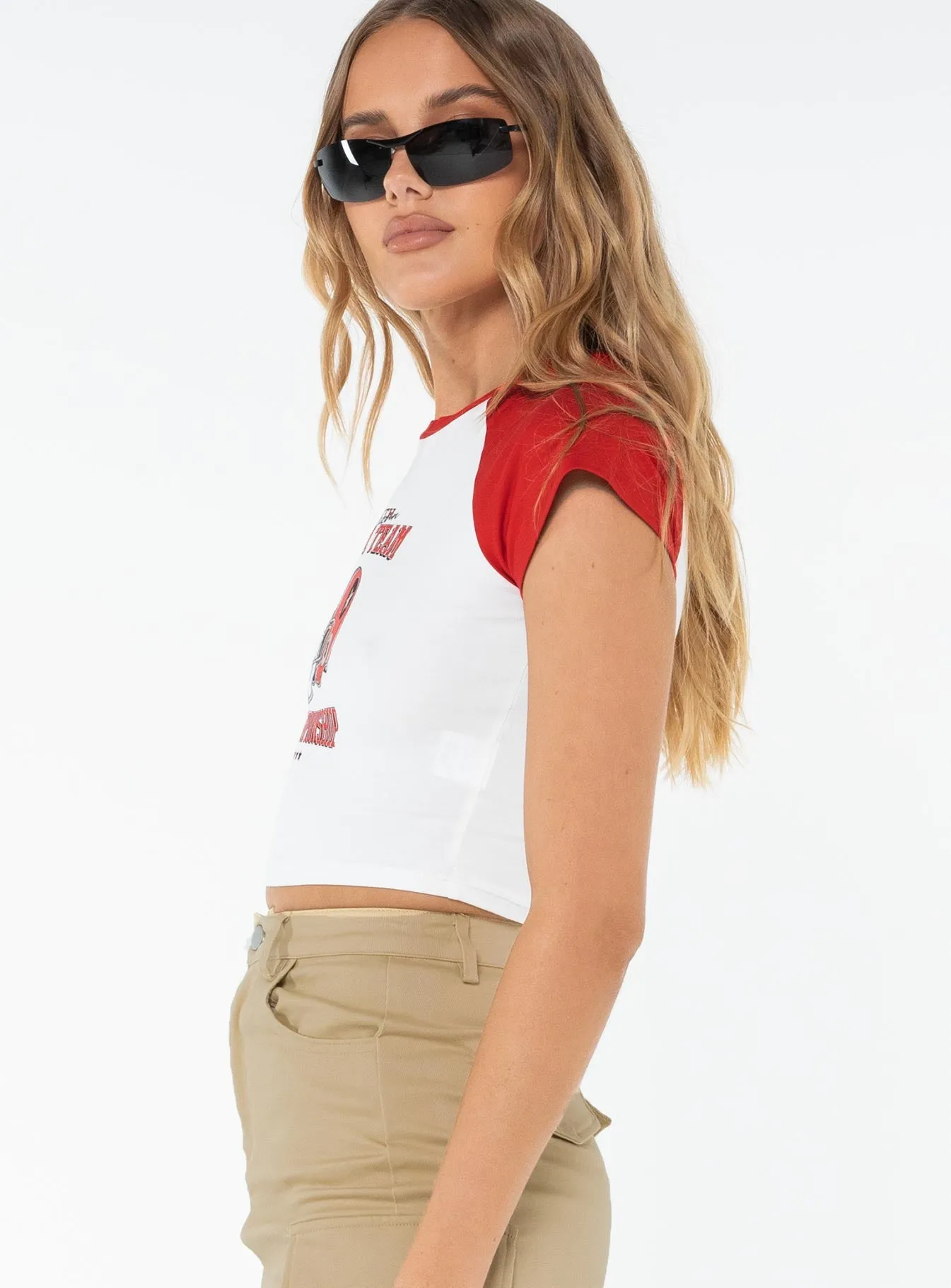 Dream Team Graphic Tee White / Red sold by Princess Polly product image thumbnail 4