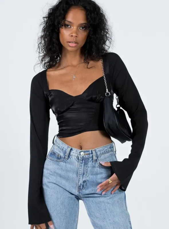 Afflect Long Sleeve Top Black sold by Princess Polly