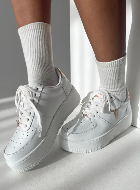 Windsor Smith Recharge Sneakers White / Rose Gold Reptile sold by Princess Polly