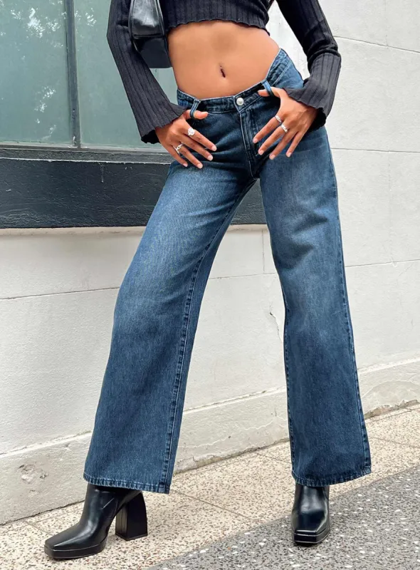 Karol V-waist Jeans Dark Wash Denim sold by Princess Polly