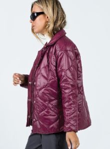 Cosmelia Quilted Puffer Jacket Wine sold by Princess Polly